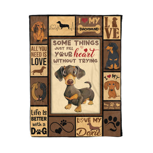 Funny Doxie Blanket, Dog Lovers Blanket Some Things Just Fill Your Heart Dachshund Fleece Blanket Birthday Gift Home Decor Bedding Couch Sofa Soft And Comfy Cozy 1633948162230.jpg