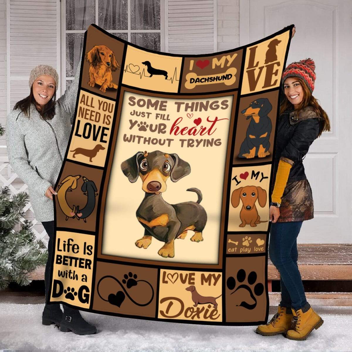 Funny Doxie Blanket, Dog Lovers Blanket Some Things Just Fill Your Heart Dachshund Fleece Blanket Birthday Gift Home Decor Bedding Couch Sofa Soft And Comfy Cozy 1633948162856.jpg