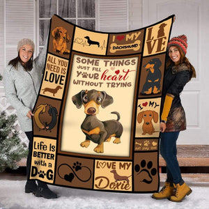 Funny Doxie Blanket, Dog Lovers Blanket Some Things Just Fill Your Heart Dachshund Fleece Blanket Birthday Gift Home Decor Bedding Couch Sofa Soft And Comfy Cozy 1633948162856.jpg