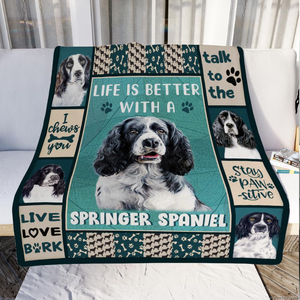 Life Is Better With A Springer Spaniel Dog Blanket Gift For Dog Lovers Birthday Gift Home Decor Bedding Couch Sofa Soft And Comfy Cozy 1634023723870.jpg