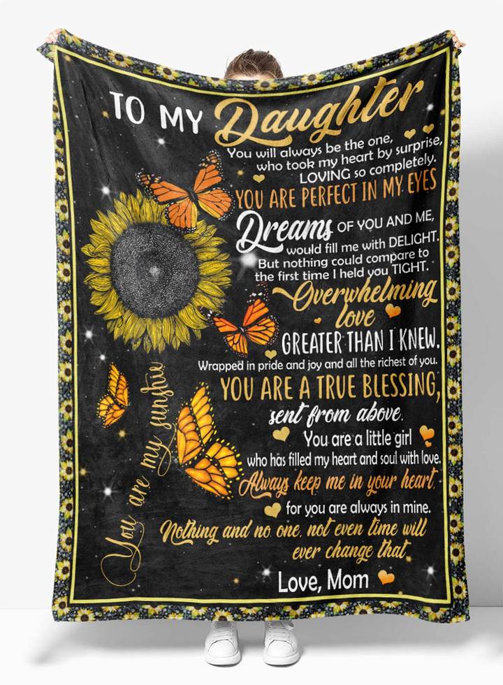 To My Daughter You Are Perfect In My Eyes Sunflower Butterflies Blanket Gift For Daughter From Mom Birthday Gift Home Decor Bedding Couch Sofa Soft And Comfy Cozy 1634113205742.jpg