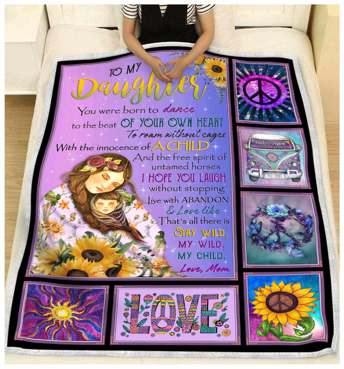 Hippie To My Daughter Blanket - You Were Born To Dance, Gift For Daughter From Mom Birthday Gift Home Decor Bedding Couch Sofa Soft 1634116368256.jpg