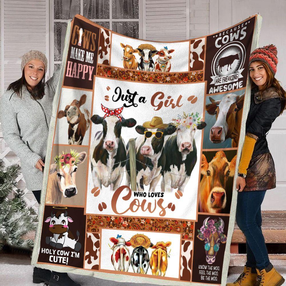 Cows Just A Girl Who Loves Cows Fleece Blanket, Gift For Dog Lovers, Gift For Family Friends Gift Home Decor Bedding Couch Sofa Soft 1634117670346.jpg