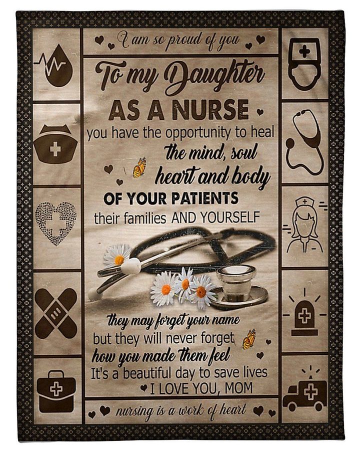 To My Daughter As A Nurse Fleece Blanket, It's A Beautiful Day To Save Lives, Gift For Daughter From Mom Birthday Gift Home Decor Bedding Couch Sofa Soft 1634199726356.jpg
