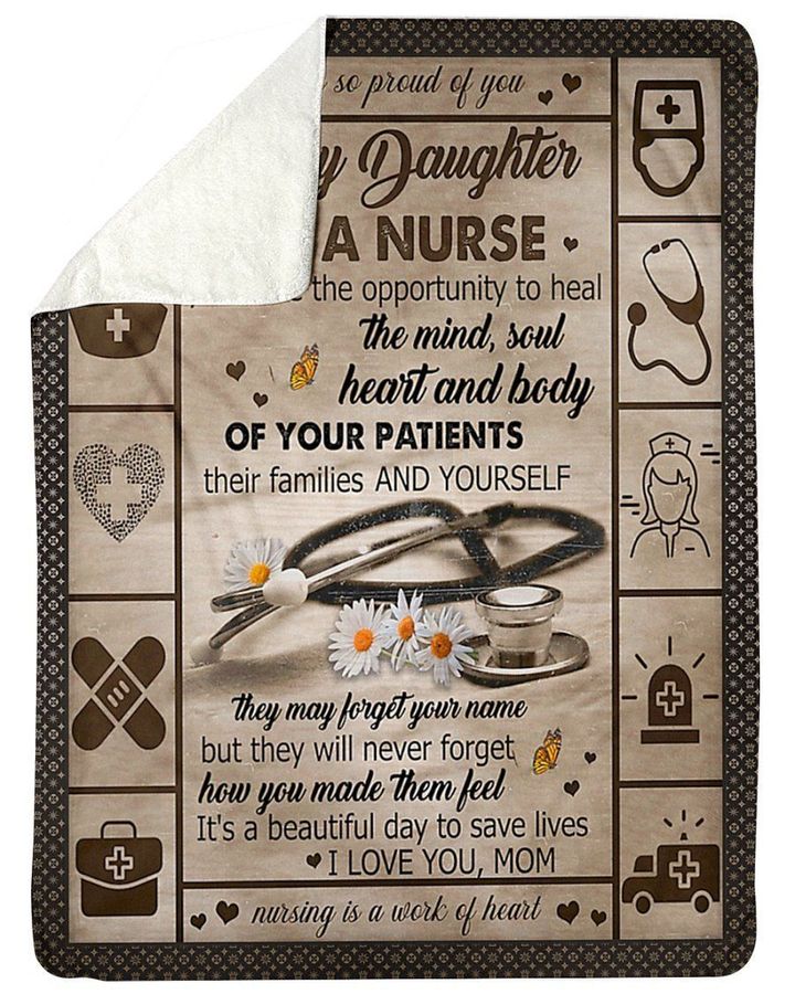 To My Daughter As A Nurse Fleece Blanket, It's A Beautiful Day To Save Lives, Gift For Daughter From Mom Birthday Gift Home Decor Bedding Couch Sofa Soft 1634199726391.jpg