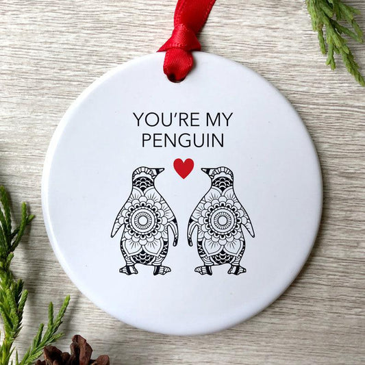You're My Penguin Ornament | Penguin Ornament | Holiday Couples Gift | Mandala Penguin 1634263159355.jpg