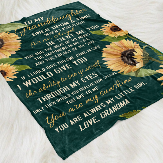To My Granddaughter You Are Always My Little Girl Sunflower Blanket Gift From Grandma, Gift For Christmas Home Decor Bedding Couch Sofa Soft And Comfy Cozy 1634542192794.png