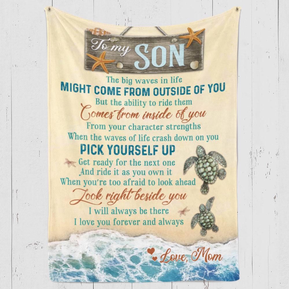 To My Son The Big Waves In Life Sea Turtle Blanket Gift For Son From Mom Birthday Gift Home Decor Bedding Couch Sofa Soft And Comfy Cozy 1634545878197.jpg