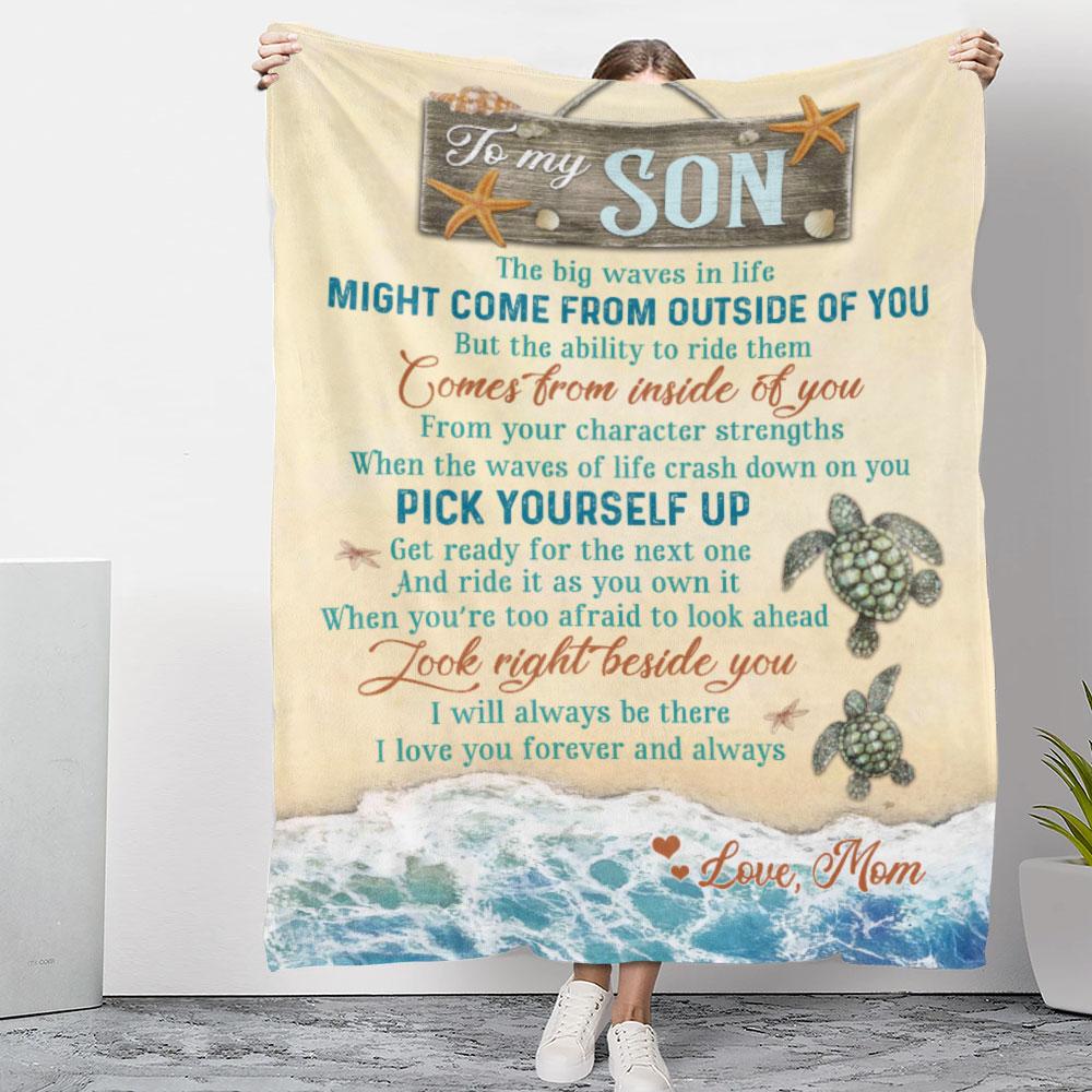 To My Son The Big Waves In Life Sea Turtle Blanket Gift For Son From Mom Birthday Gift Home Decor Bedding Couch Sofa Soft And Comfy Cozy 1634545878263.jpg