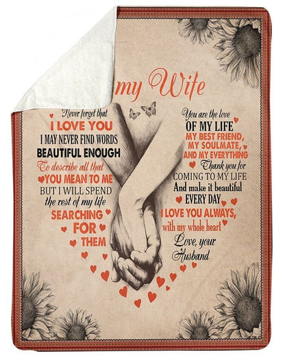 to My Wife Never Forget That I Love You Fleece Blanket, You Are The Love Of My Life, Gift For Wife From Husband Birthday Gift Home Decor Bedding Couch Sofa Soft 1634549361959.jpg