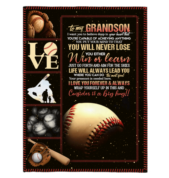 Gift For Grandson Blanket, To Grandson Just Go Forth Baseball Fleece Blanket, Gift For Grandson From Grandpa 1634550335629.png