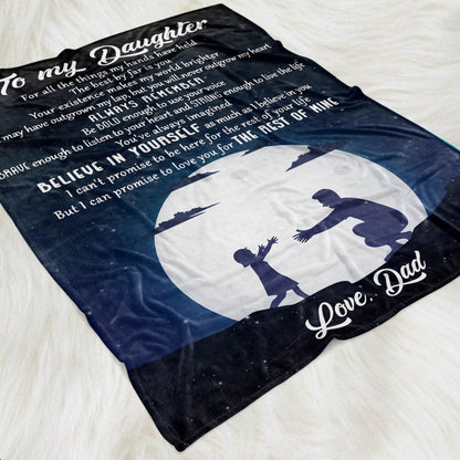 Gift For Daughter Blanket, Daughter Dad - Believe in Yourself - Fleece Blanket 1634631567471.jpg