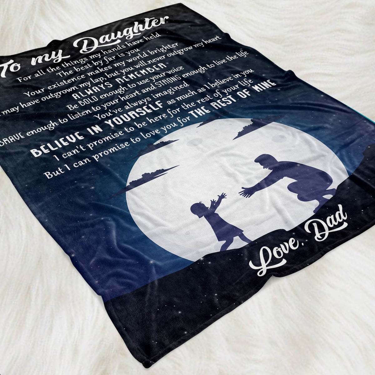 Gift For Daughter Blanket, Daughter Dad - Believe in Yourself - Fleece Blanket 1634631567471.jpg