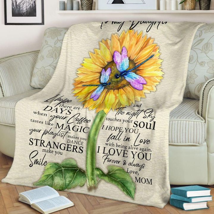 Sunflower And Dragonfly To My Daughter I Love You Blanket Gift For Daughter From Mom Birthday Gift Home Decor Bedding Couch Sofa Soft And Comfy Cozy 1634781460490.jpg