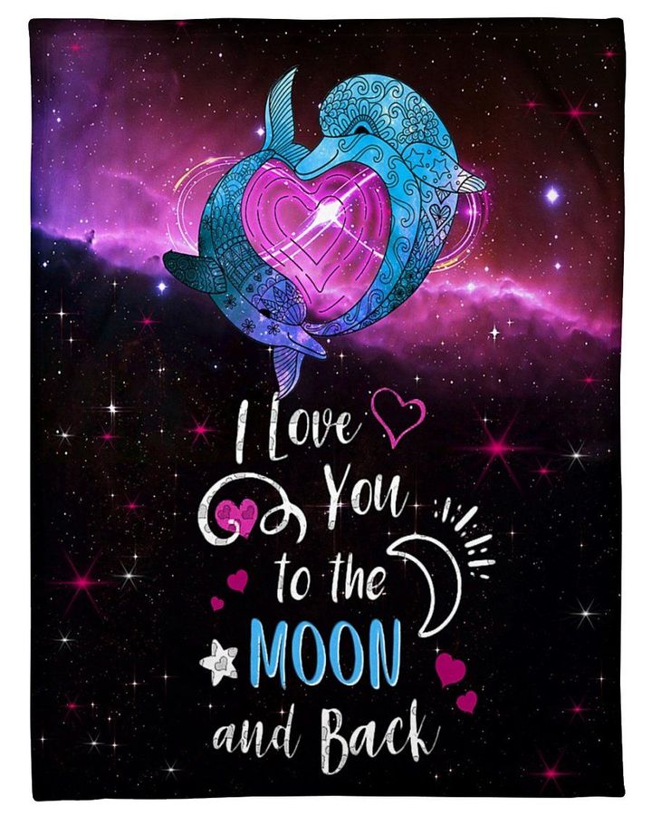 Dolphin Blanket Love You To The Moon And Back Fleece Blanket Gift For Dolphin Bedding Couch Sofa Soft And Comfy Cozy 1634790356455.jpg