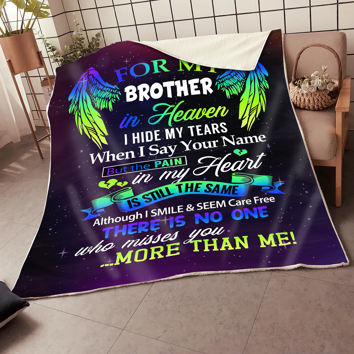 Gift For Brother Blanket, For My Brother In Heaven Memorial Blanket Gift For Friend 1634808509107.png