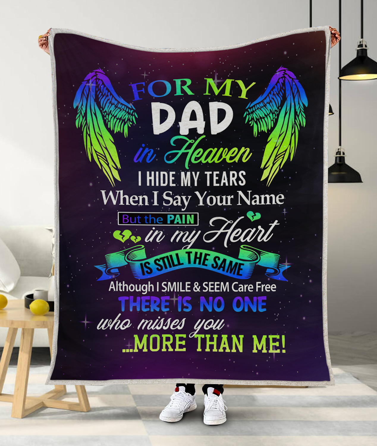 Gift For Father Blanket, For My Dad In Heaven Memorial Blanket Gift For Friend 1634808887610.png