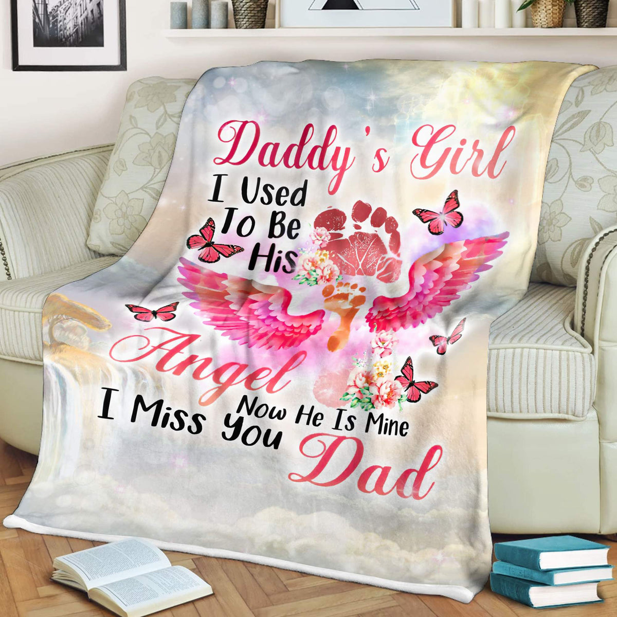 I Miss You Dad Memorial Blanket Gift For Friend Family Home Decor Bedding Couch Sofa Soft and Comfy Cozy 1634809057769.jpg