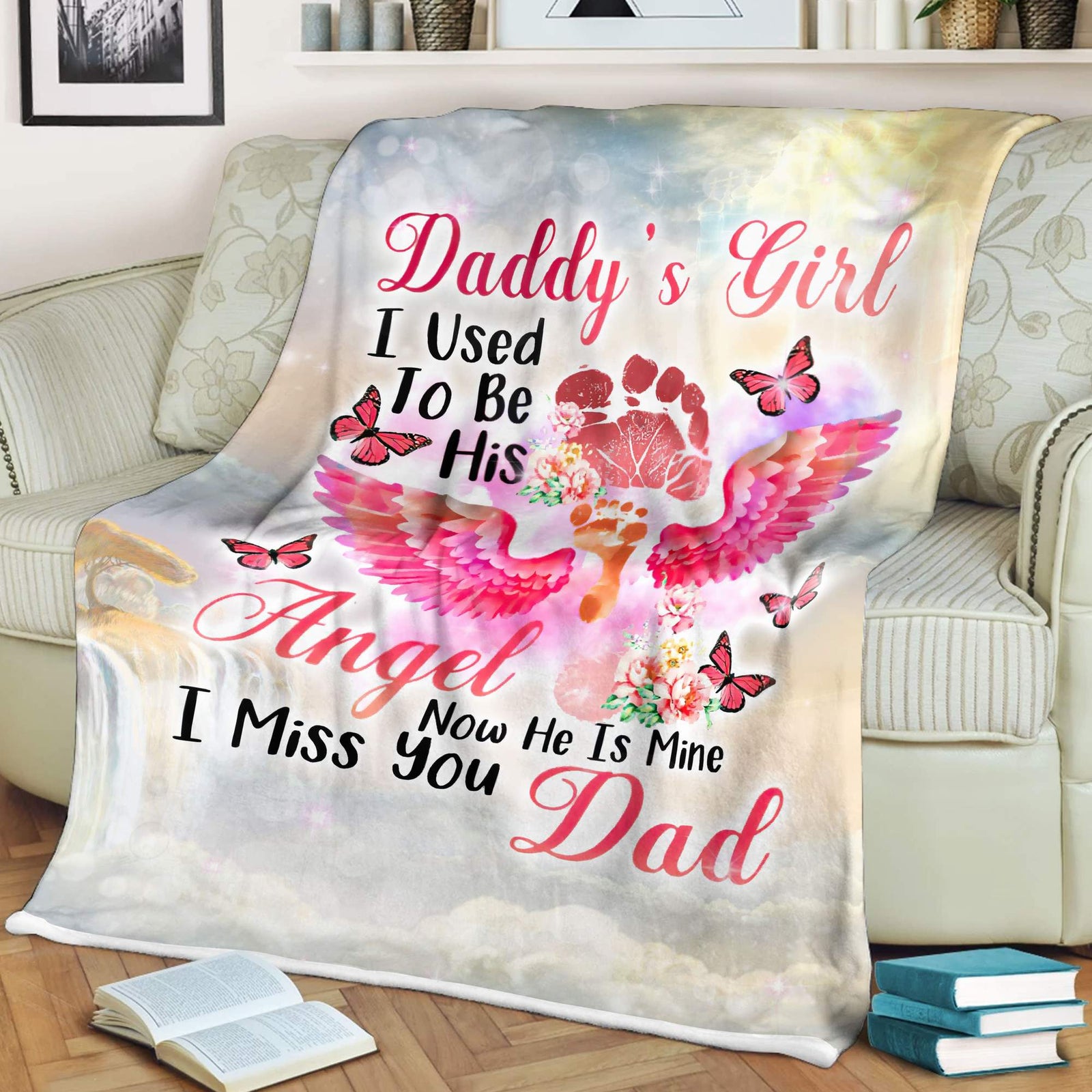I Miss You Dad Memorial Blanket Gift For Friend Family Home Decor Bedding Couch Sofa Soft and Comfy Cozy 1634809057769.jpg