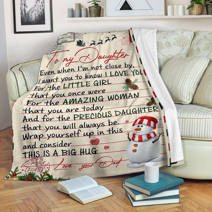 To My Daughter Fleece Blanket, Love Letter Blanket Merry Christmas, Gift For Daughter From Dad Gift Home Decor Bedding Couch Sofa Soft And Comfy Cozy 1634891260777.jpg
