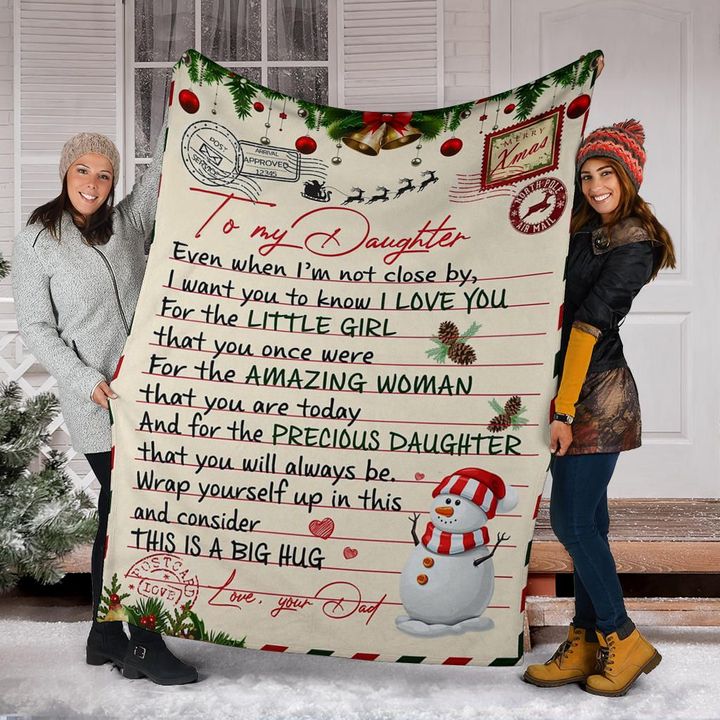 To My Daughter Fleece Blanket, Love Letter Blanket Merry Christmas, Gift For Daughter From Dad Gift Home Decor Bedding Couch Sofa Soft And Comfy Cozy 1634891260856.jpg