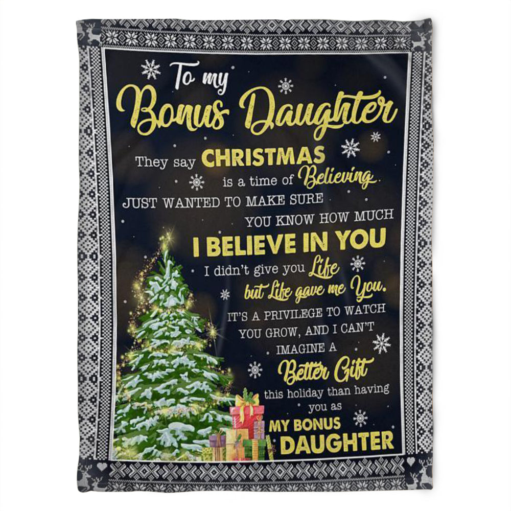 Merry Christmas To My Bonus Daughter You Know How Much I Believe In You, Fleece Blanket.gift For Daughter Birthday Gift Home Decor Bedding Couch Sofa Soft 1634963201193.jpg
