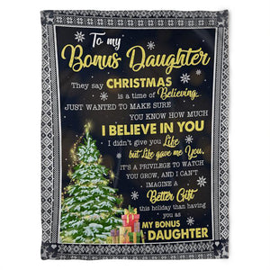 Merry Christmas To My Bonus Daughter You Know How Much I Believe In You, Fleece Blanket.gift For Daughter Birthday Gift Home Decor Bedding Couch Sofa Soft 1634963201193.jpg