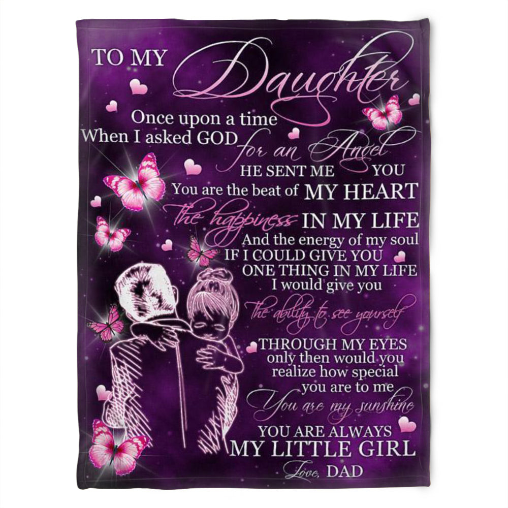 Butterfly To My Daughter Love Dad, Soft Blanket, Fleece Blanket.gift For Daughter Family Birthday Gift Home Decor Bedding Couch Sofa Soft And Comfy Cozy 1635151167732.jpg