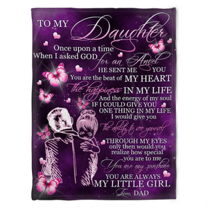 Butterfly To My Daughter Love Dad, Soft Blanket, Fleece Blanket.gift For Daughter Family Birthday Gift Home Decor Bedding Couch Sofa Soft And Comfy Cozy 1635151167732.jpg