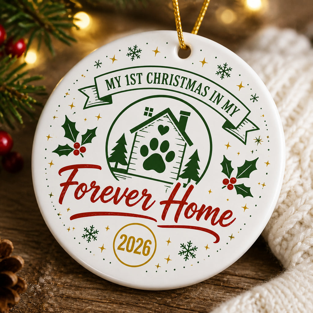 Pet Adoption 'My 1st Christmas in My Forever Home 2026' Round Ornament - Personalized Ornament 16353842-335e-4213-8740-f9a52f5291f4.jpg