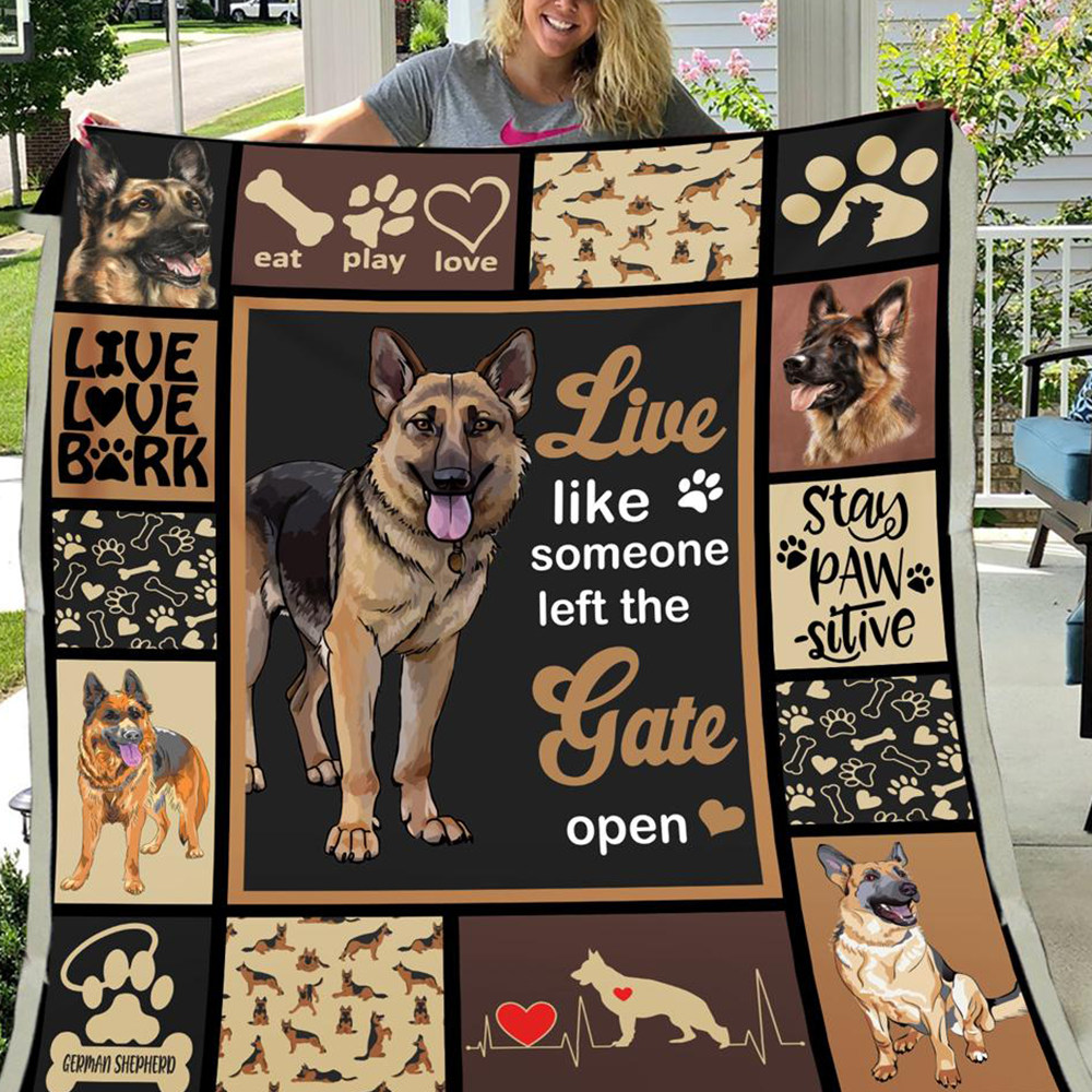 German Shepherd - Live Like Someone Left The Gate Open Fleece Blanket Gift For Dog Lovers Home Decor Bedding Couch Sofa Soft And Comfy Cozy 1635394894486.png