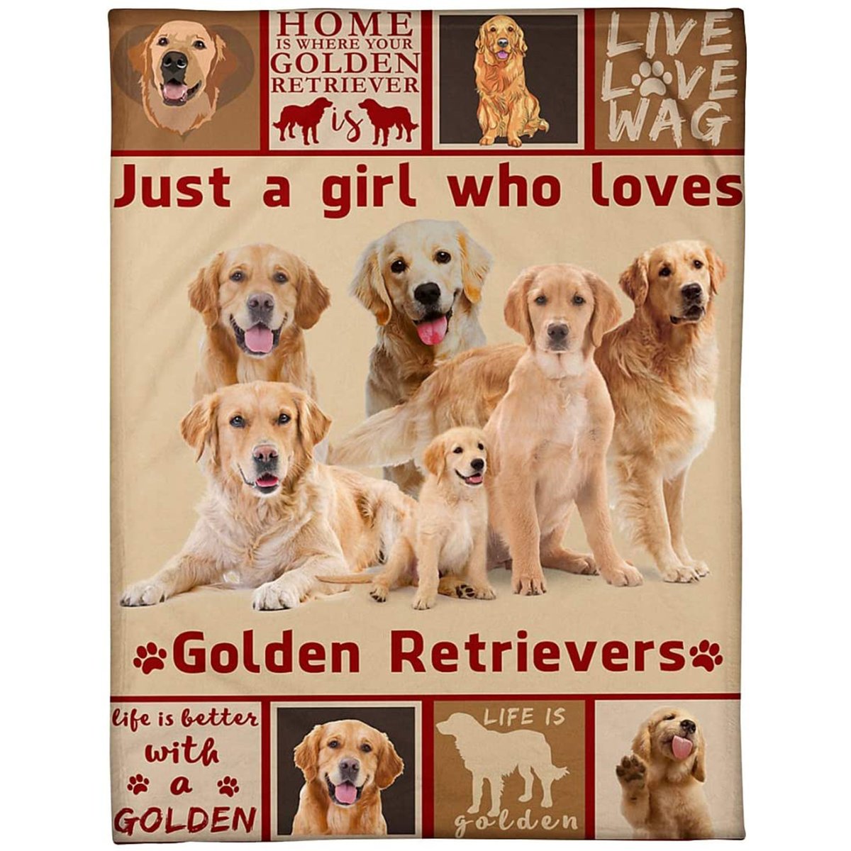 Just A Girl Who Loves Golden Retrievers, Life Is Golden Fleece Blanket Gift For Dog Lovers Home Decor Bedding Couch Sofa Soft And Comfy Cozy 1635395512639.jpg