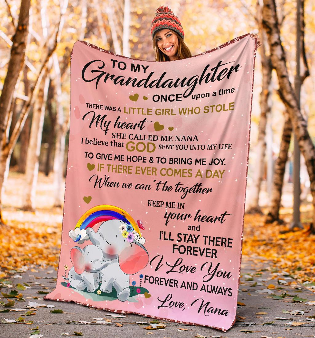 To My Granddaughter I'll Stay There Forever I Love You Forever And Always - Elephants Fleece Blanket Birthday Gift Home Decor Bedding Couch Sofa Soft And Comfy Cozy 1635477198863.jpg