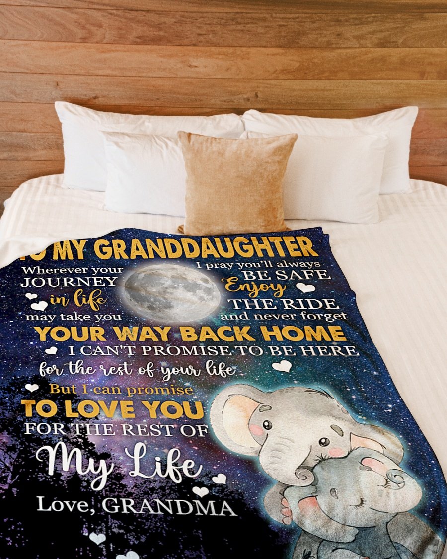 Elephant - To My Granddaughter I Can Promise To Love You For The Rest Of My Life Fleece Blanket Birthday Gift Home Decor Bedding Couch Sofa Soft And Comfy Cozy 1635481506468.jpg