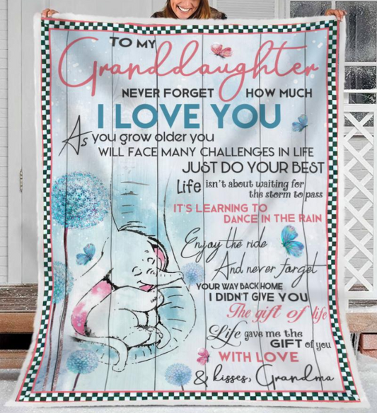 Elephant - To My Granddaughter Never Forget How Much I Love You Fleece Blanket Gift For Granddaughter Birthday Gift Home Decor Bedding Couch Sofa Soft And Comfy Cozy 1635490244179.png