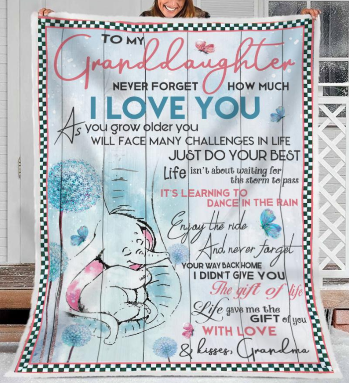 Elephant - To My Granddaughter Never Forget How Much I Love You Fleece Blanket Gift For Granddaughter Birthday Gift Home Decor Bedding Couch Sofa Soft And Comfy Cozy 1635490244179.png