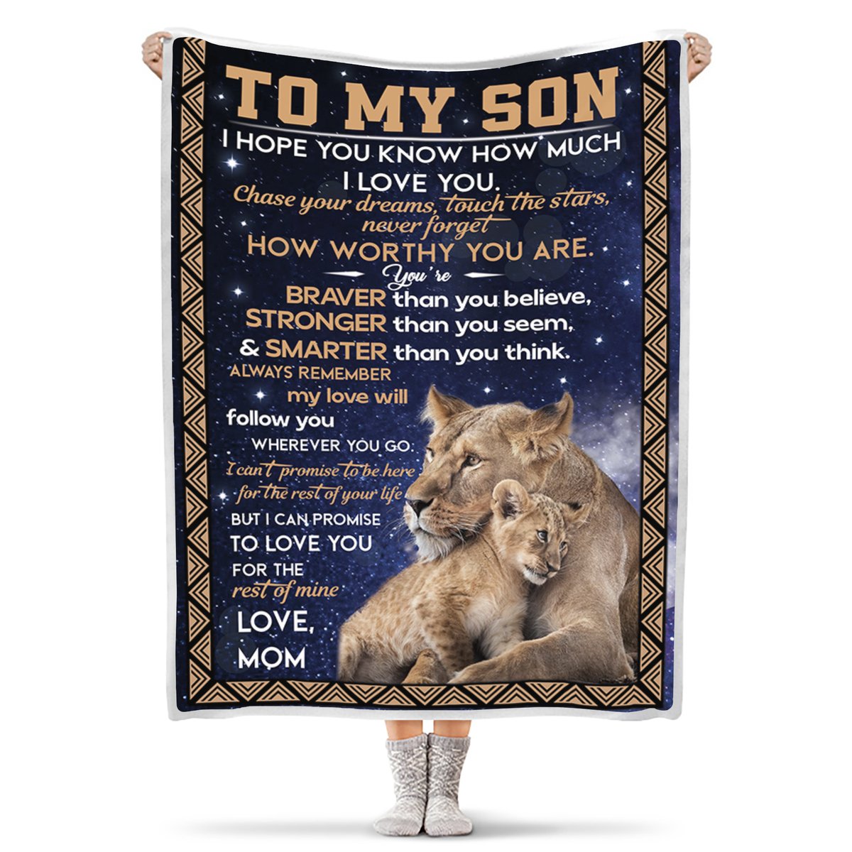 To My Son You're Braver Stronger Smarter Than You Think Lion Blanket Gift For Son From Mom Birthday Gift Home Decor Bedding Couch Sofa Soft and Comfy Cozy 1636017058204.jpg