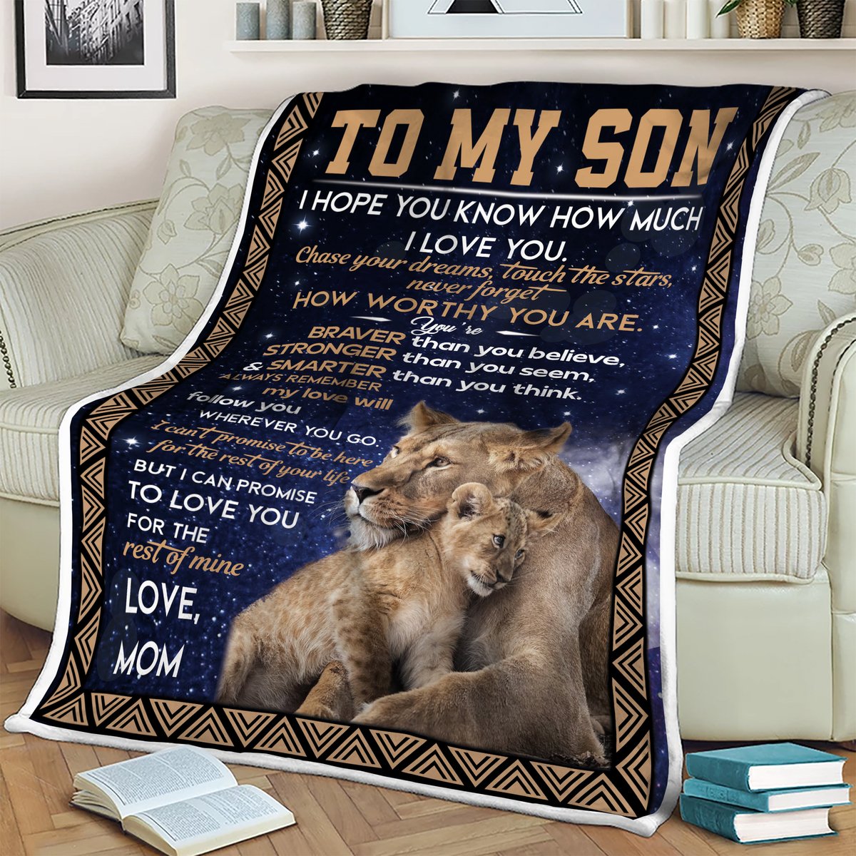 To My Son You're Braver Stronger Smarter Than You Think Lion Blanket Gift For Son From Mom Birthday Gift Home Decor Bedding Couch Sofa Soft and Comfy Cozy 1636017058393.jpg