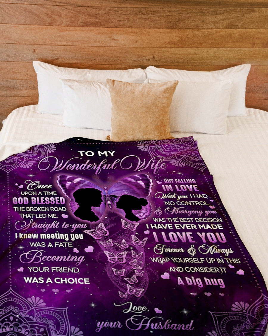 To My Wife Personalized Name Blankets For Adults-anniversary Valentine Birthday Gifts For My Wife-i Love You Purple Butterfly Mandala 1636019077669.jpg