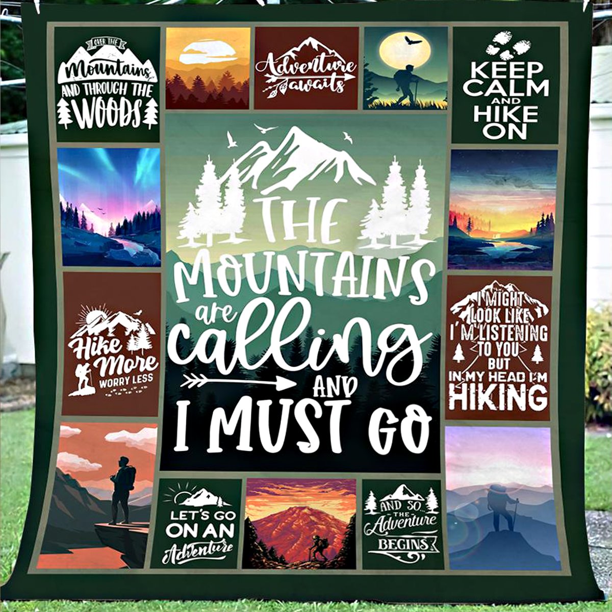 The Mountains Are Calling And I Must Go, Keep Calm And Hike On Fleece Blanket Gift For Hiking Lovers Home Decor Bedding Couch Sofa Soft And Comfy Cozy 1636079776888.jpg