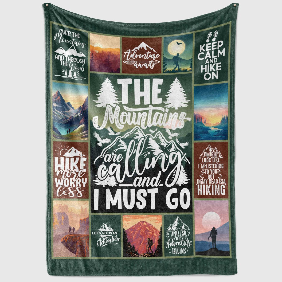 Hike More Worry Less, The Mountains Are Calling And I Must Go Fleece Blanket Gift For Hiking Lovers Home Decor Bedding Couch Sofa Soft And Comfy Cozy 1636083787845.jpg