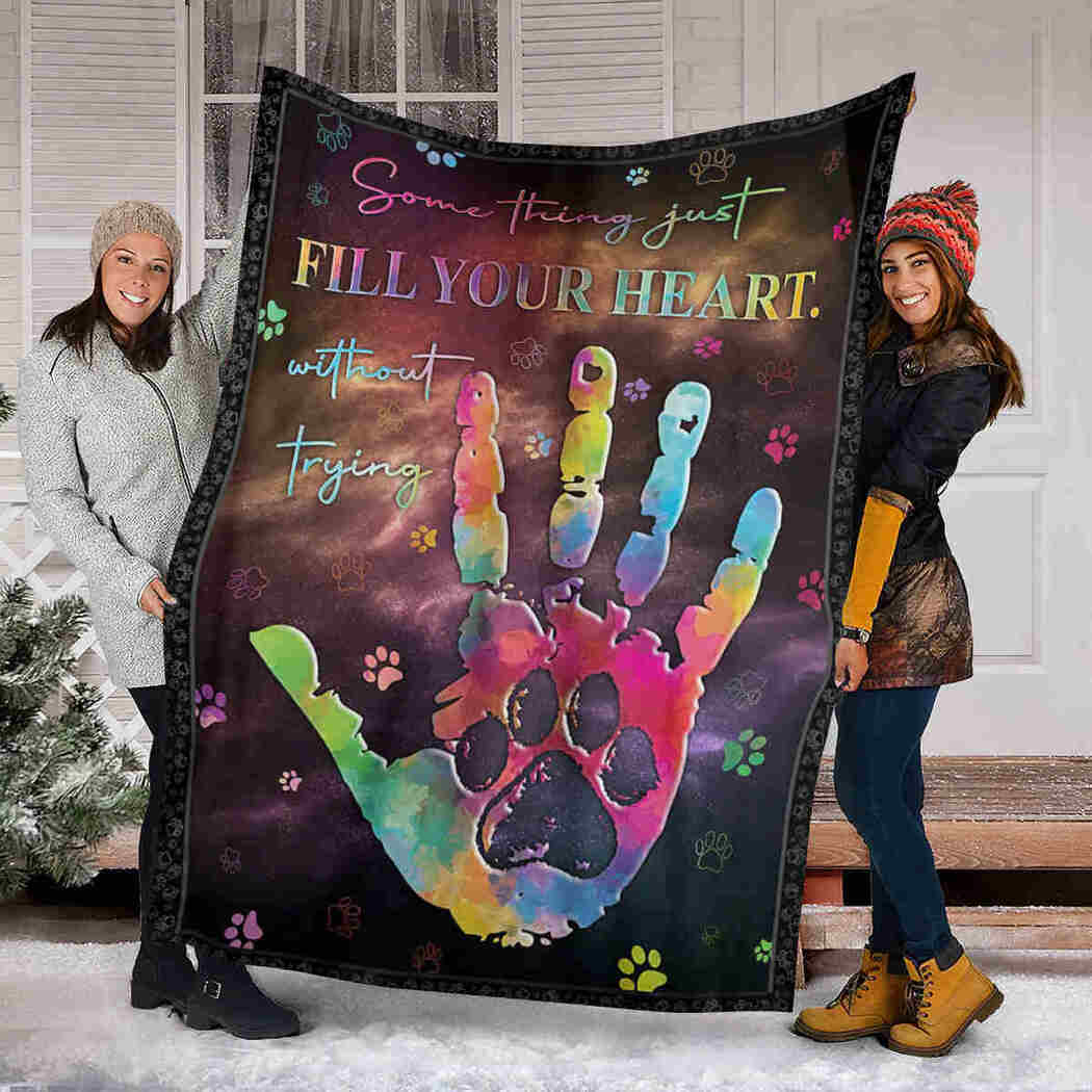 Hand And Paw Colorful Some Thing Just Fill You Heart Without Trying Blanket Gift For Dog Cat Lovers Birthday Gift Bedding Couch Sofa Soft And Comfy Cozy 1636177585290.jpg
