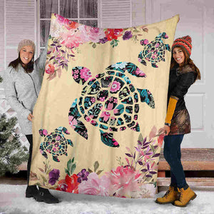 Beautiful Turtles Flower Ocean Animals Blanket Gift For Turtle Lovers Birthday Gift Bedding Couch Sofa Soft And Comfy Cozy 1636179157245.jpg