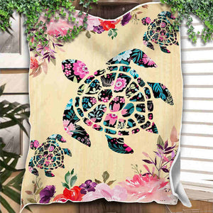 Beautiful Turtles Flower Ocean Animals Blanket Gift For Turtle Lovers Birthday Gift Bedding Couch Sofa Soft And Comfy Cozy 1636179157319.jpg