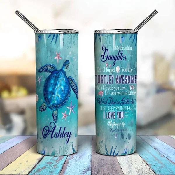 Personalized Turtley Awesome Daughter Turtle Tumbler Gift For Daughter From Mom 1636444849754.jpg