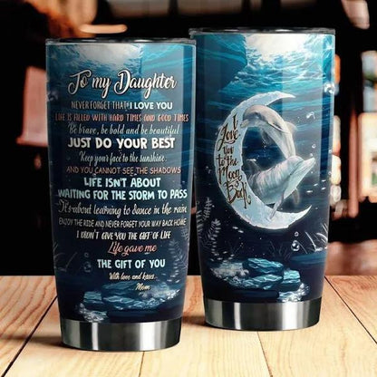 Dolphin tumbler with lid and straw, Daughter insulated tumblers, My Daughter Dolphin Tumbler, Gifts for Daughter 1636447086751.jpg