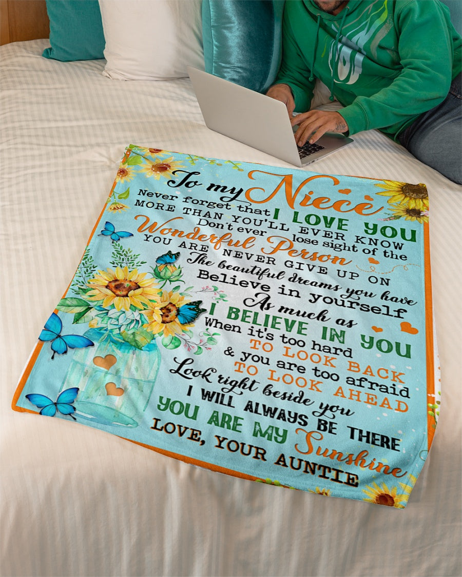 To My Niece - Sunflower Never Forget That I Love You Blanket Gift For Niece From Auntie Birthday Gift Home Decor Bedding Couch Sofa Soft And Comfy Cozy 1636449041778.jpg