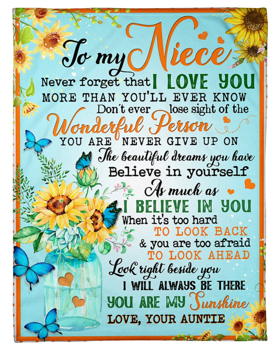 To My Niece - Sunflower Never Forget That I Love You Blanket Gift For Niece From Auntie Birthday Gift Home Decor Bedding Couch Sofa Soft And Comfy Cozy 1636449042219.jpg