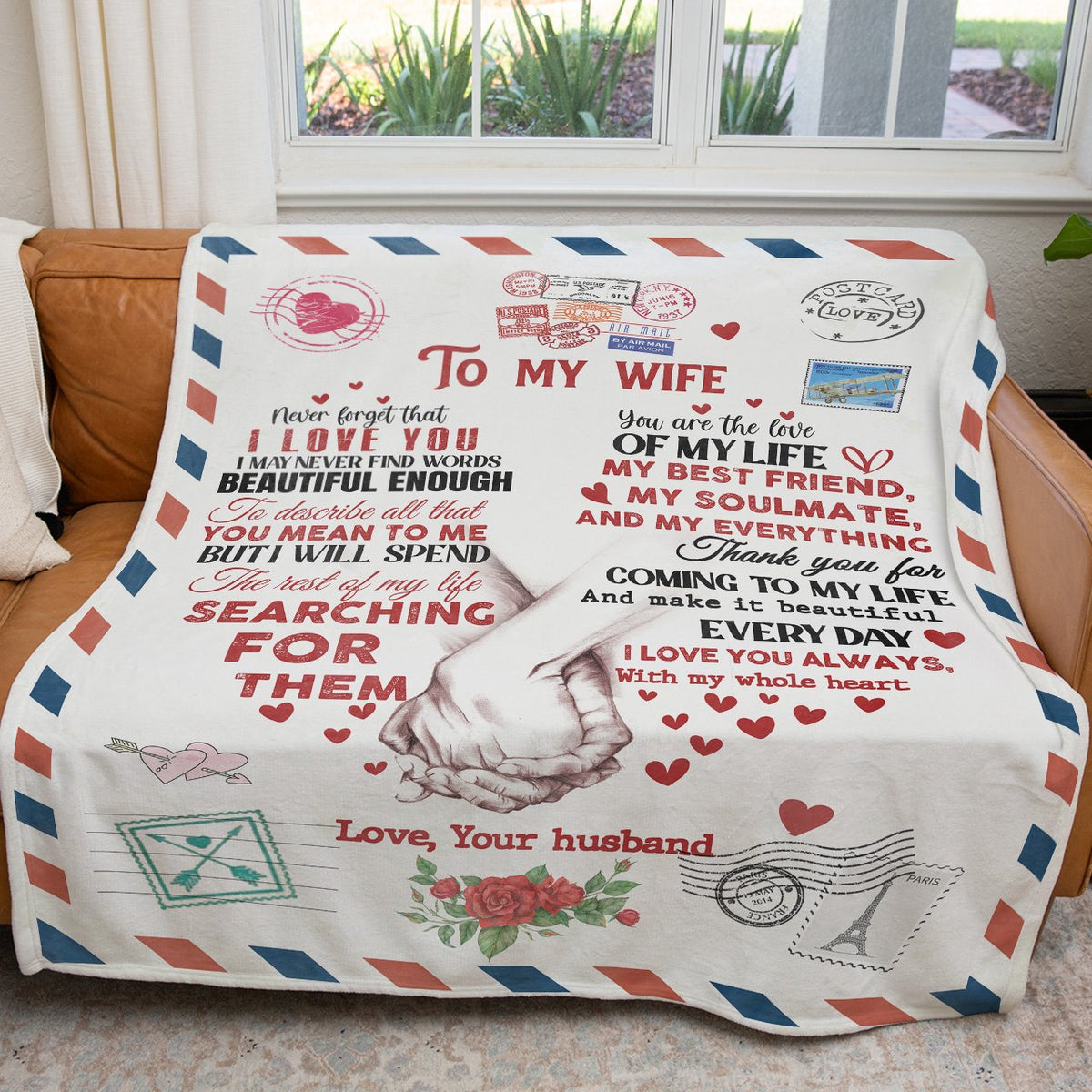 To My Wife You're My Best Friend Heart Love Letter Blanket Gift For Wife From Husband Birthday Gift Home Decor Bedding Couch Sofa Soft And Comfy Cozy 1636620967463.jpg