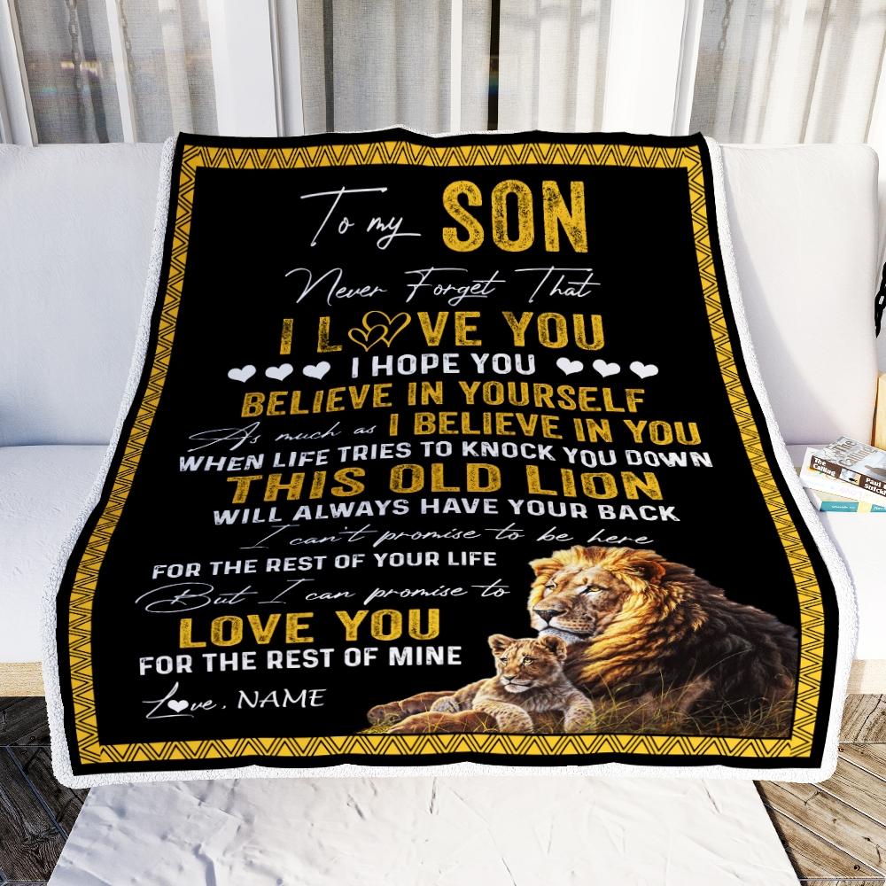 Personalized Lion To My Son Love You For The Rest Of Mine Fleece Blanket Gift For Son, Birthday Gift Home Decor Bedding Couch Sofa Soft And Comfy Cozy 1636772018067.jpg